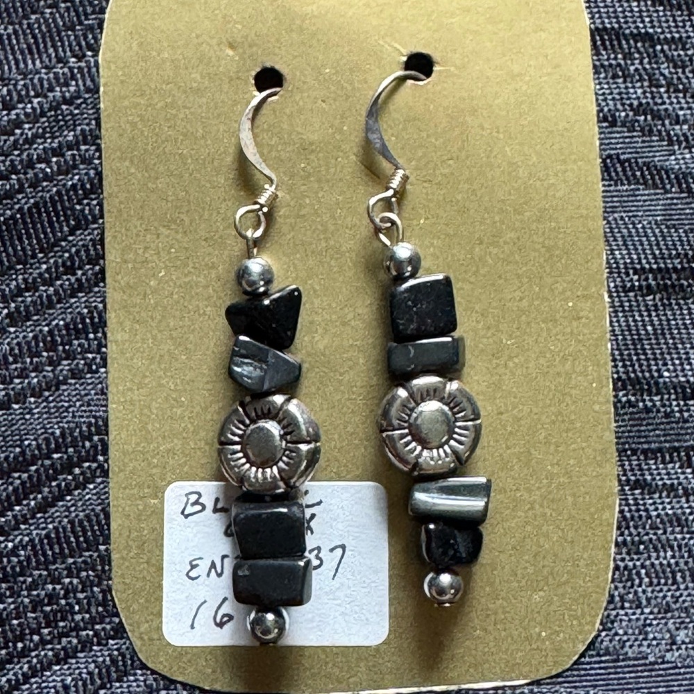 Elegant Black Onyx and Silver Dangle Earrings Handmade